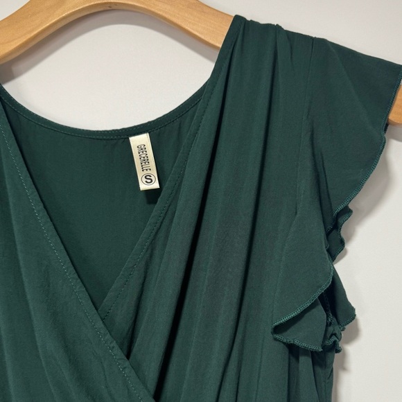 Grecerelle women’s ruffle trim, V-neck Boho slowly dress green size small - Picture 7 of 12